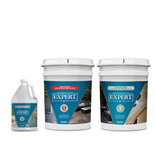 EXPERT Clean & Bright 5-Gal Wood Stripper & 1-Gal Stripper Booster, with 5-Gal Neutralizer & Brightener - Stain & Seal Experts Store